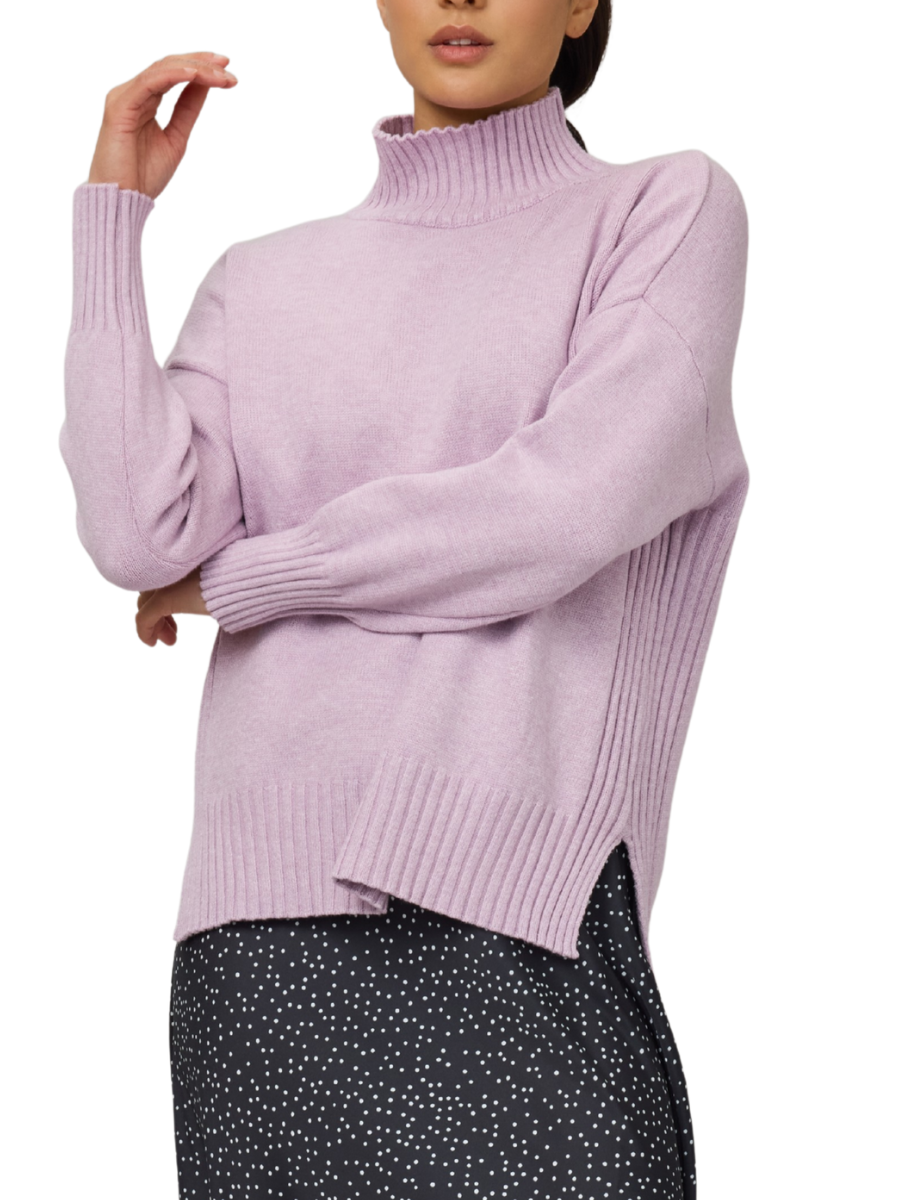Patty Essential Viscose Mock Knit - Winter Lilac