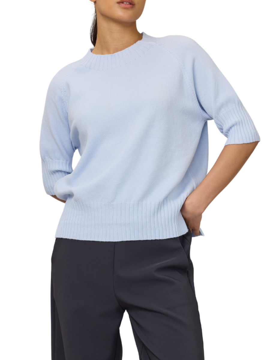 Crystal Short Sleeve Viscose Knit - Lt Blue