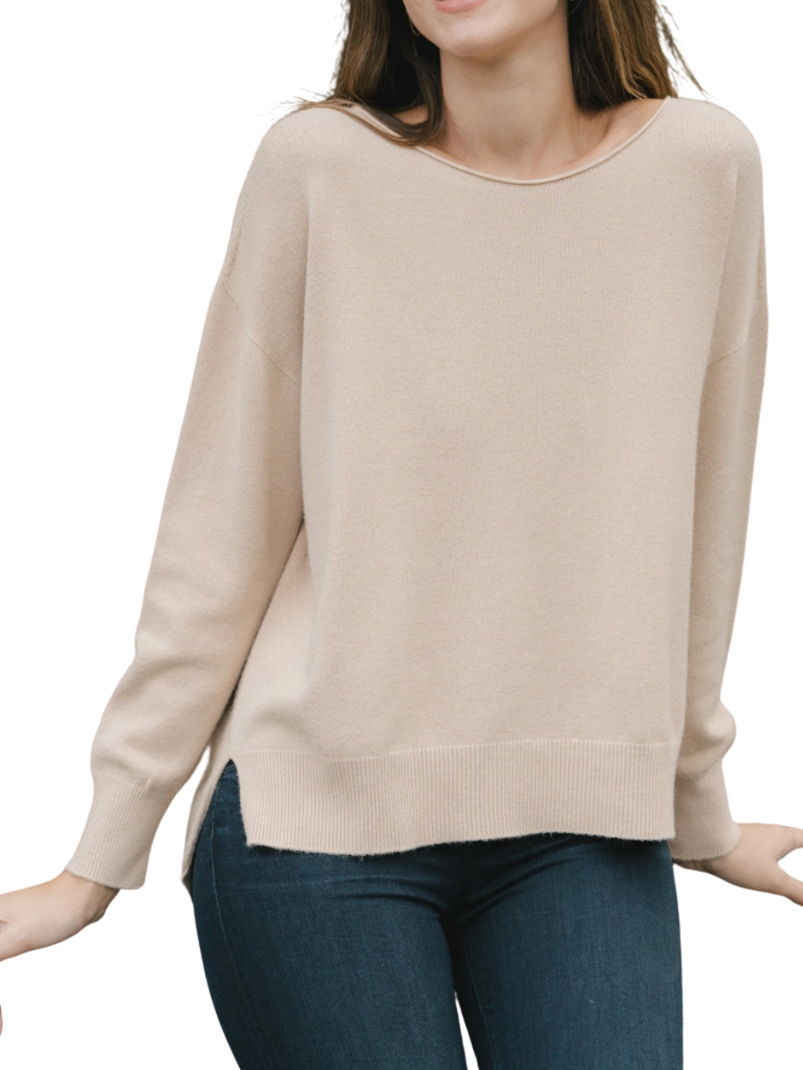 Angela Viscose Crew- Beige