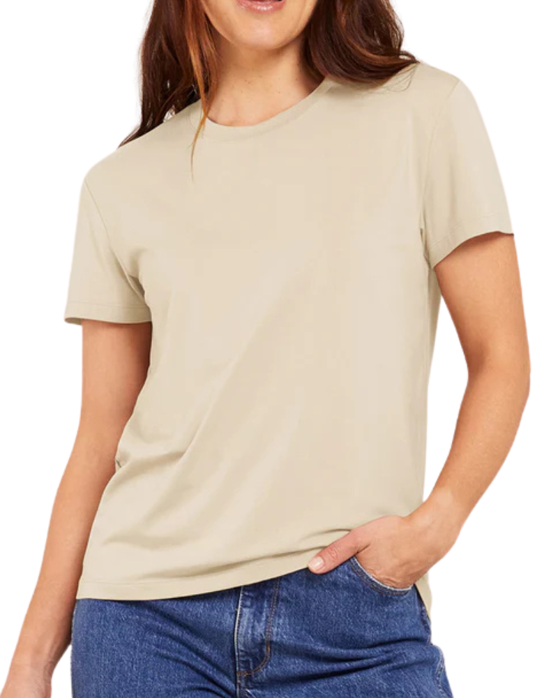 Ribbed Crew Tee in Stone