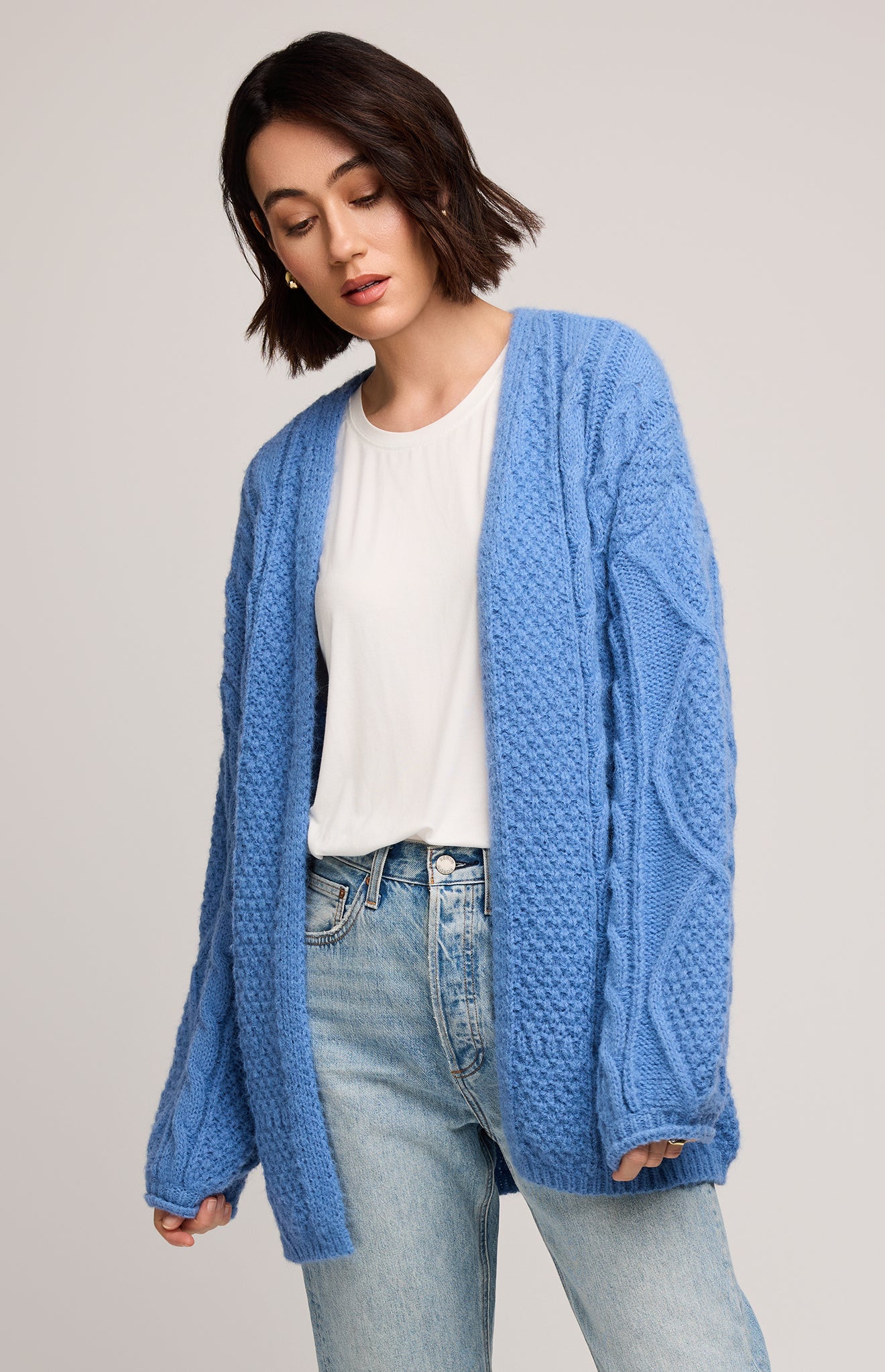 Betty Cable Cardigan - Pacific Blue
