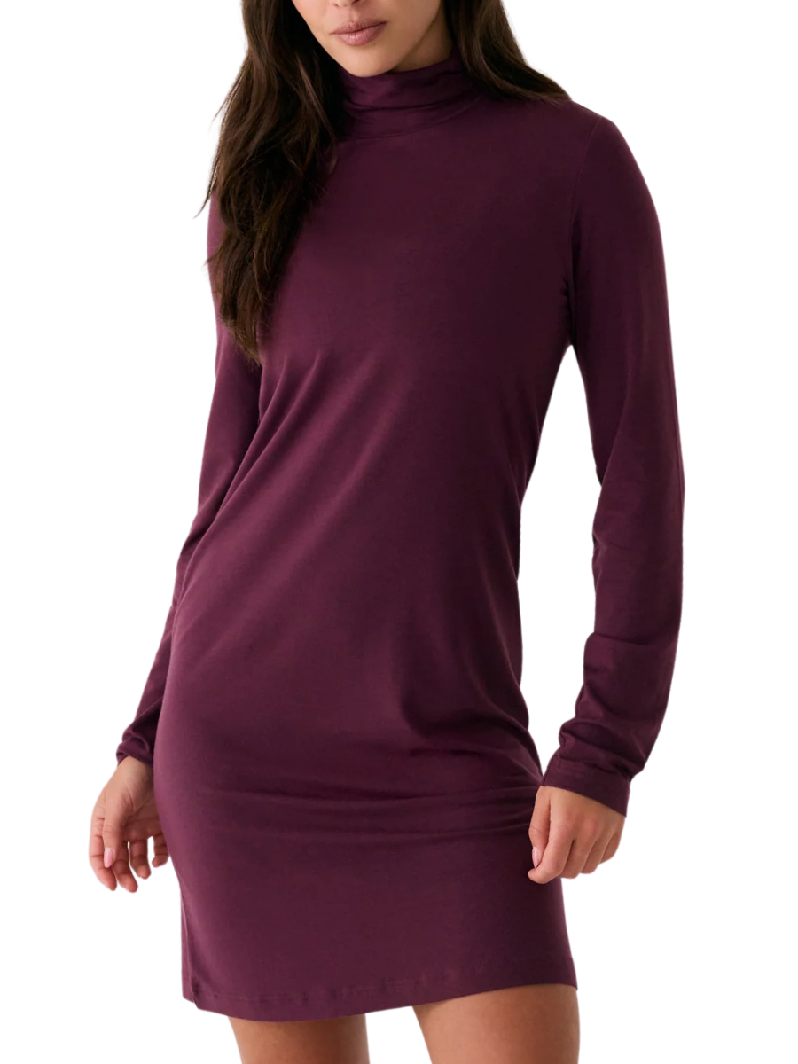 Dynamic Turtleneck Dress - Dark Cherry
