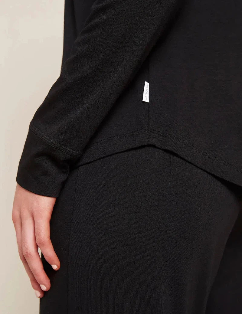 Goodnight Raglan Sleep Top by Boody in Black