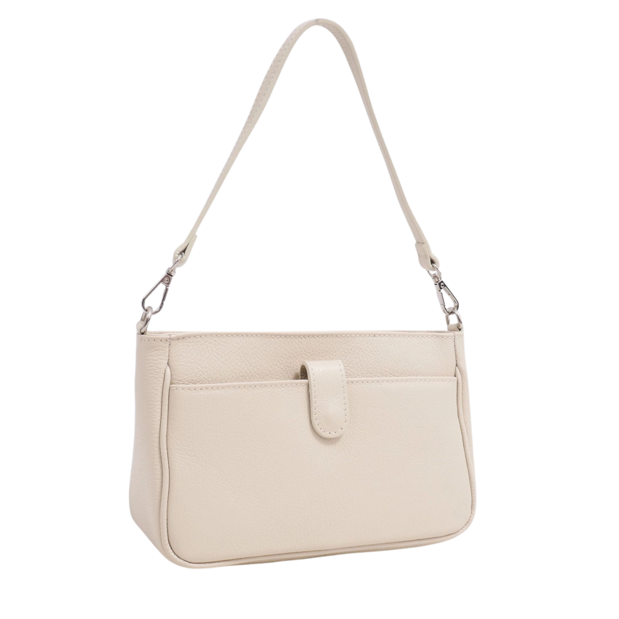 Grain Leather Handbag Bag - Soft Beige