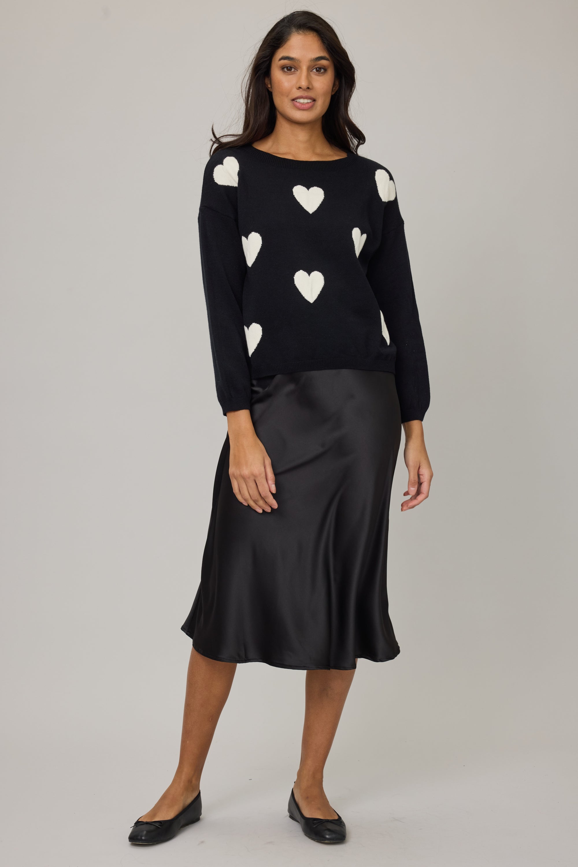 Satin Pull-On Skirt - Black