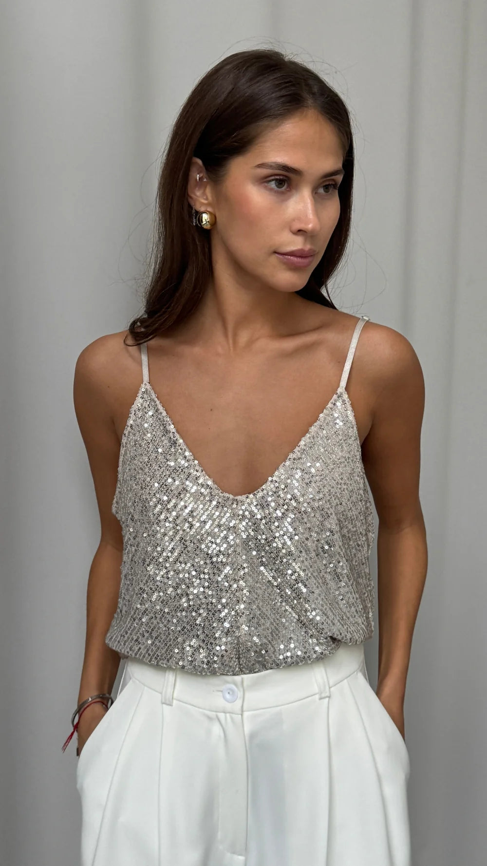 Sienna Sequin Cami - Silver