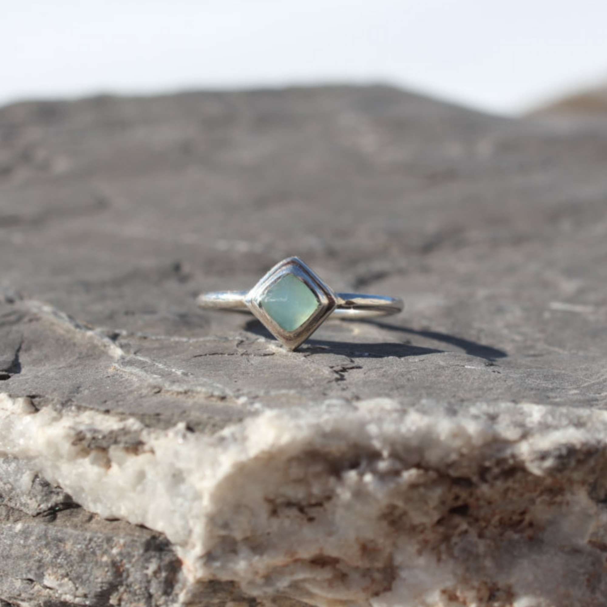 Silver & Blue Peruvian Opal Ring