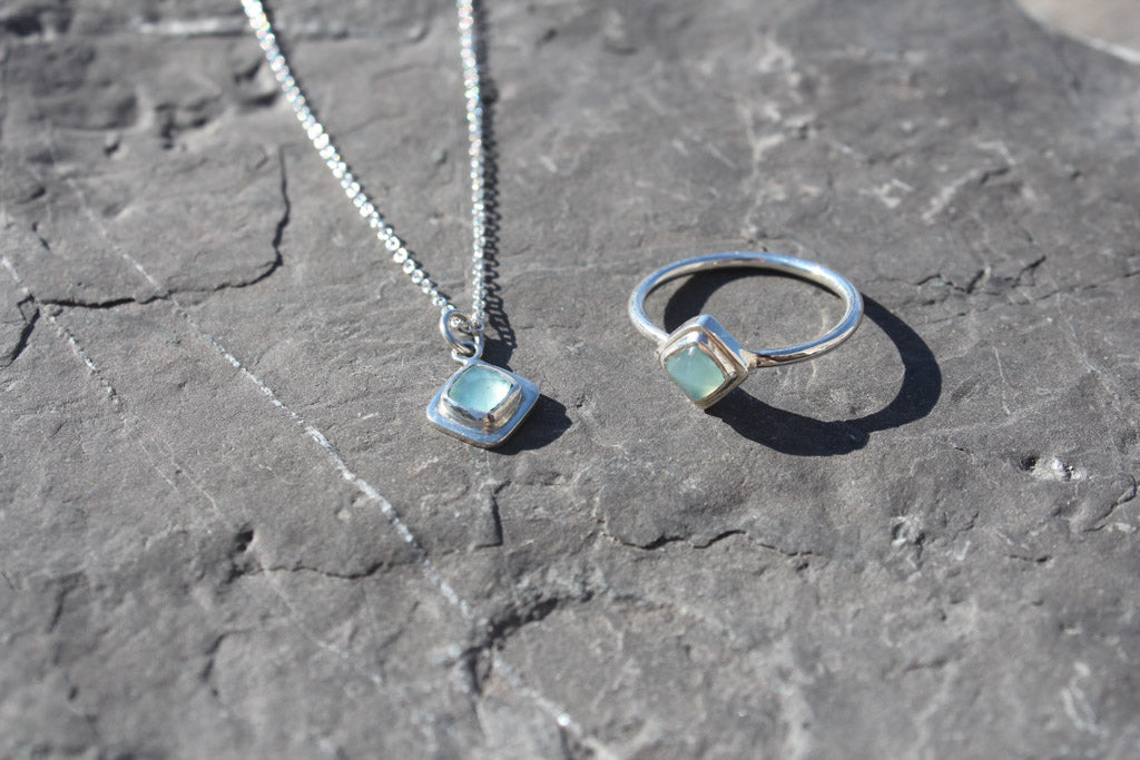 Silver & Blue Peruvian Opal Ring