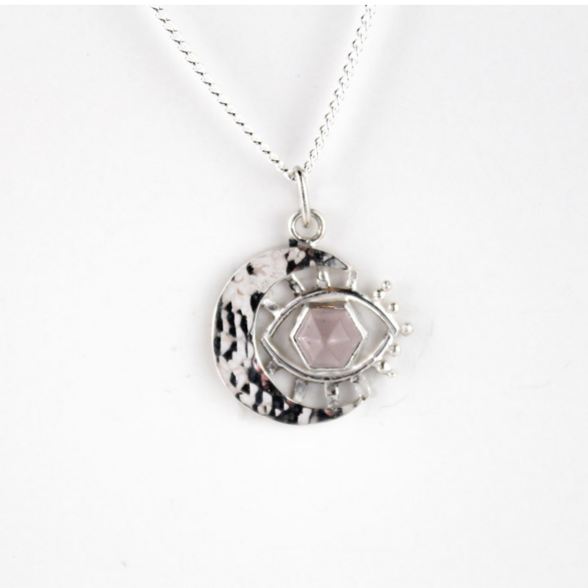 Silver & Rose Quartz Wise Women Pendant Necklace