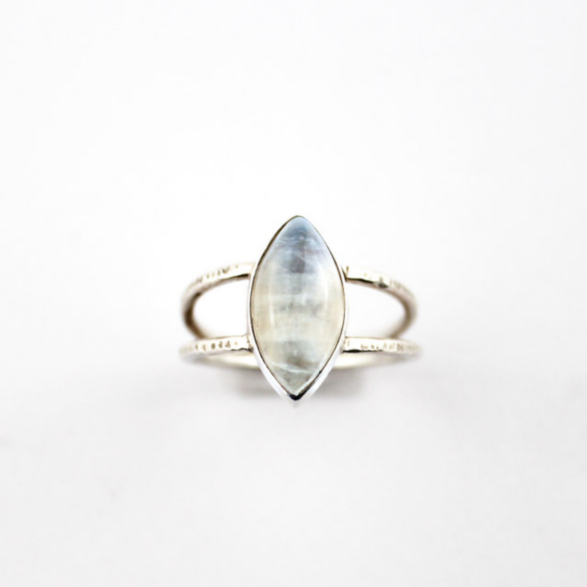 Silver & Moonstone Double Band Ring