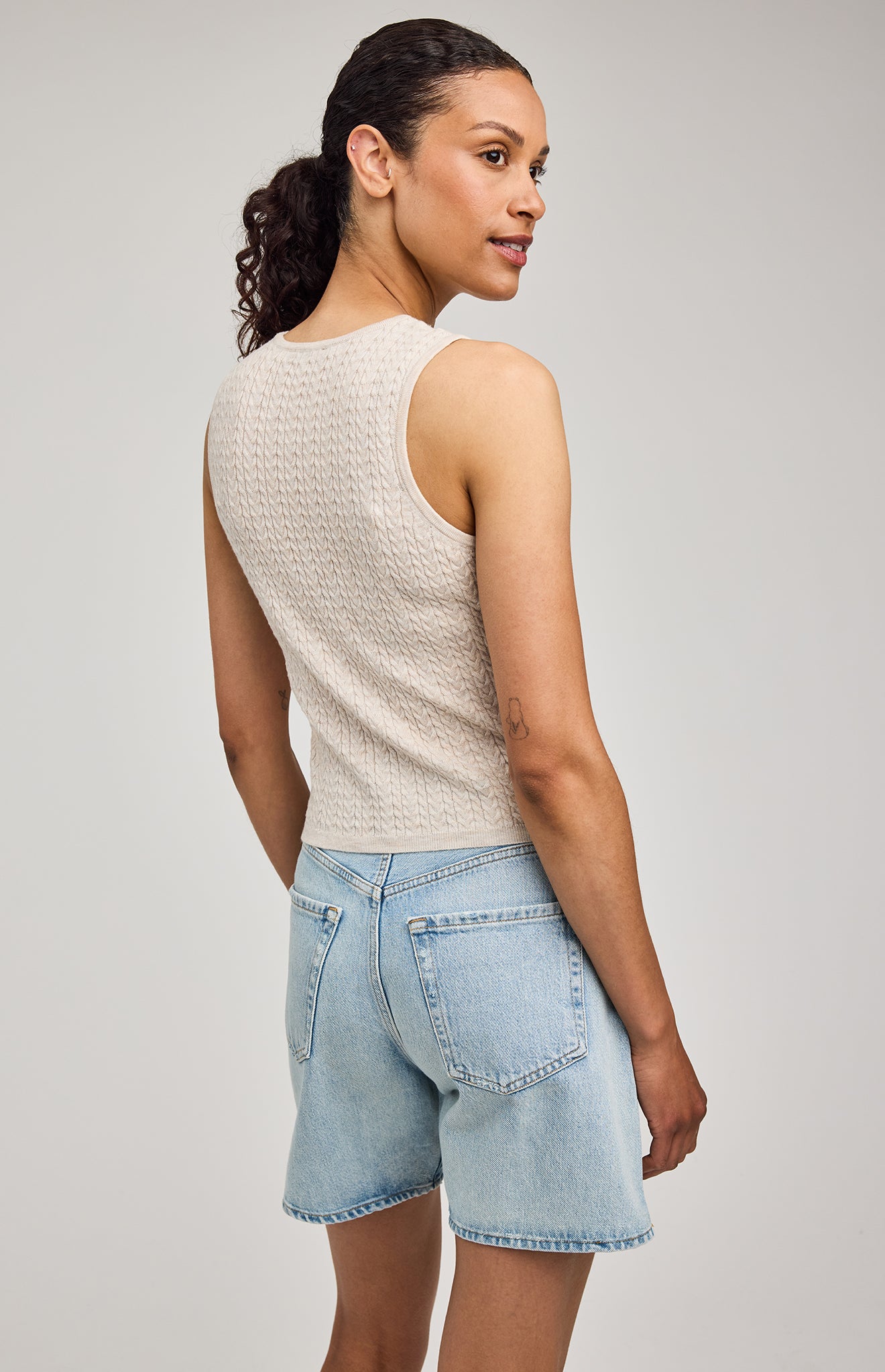 Skye Cable Knit Tank - Oat