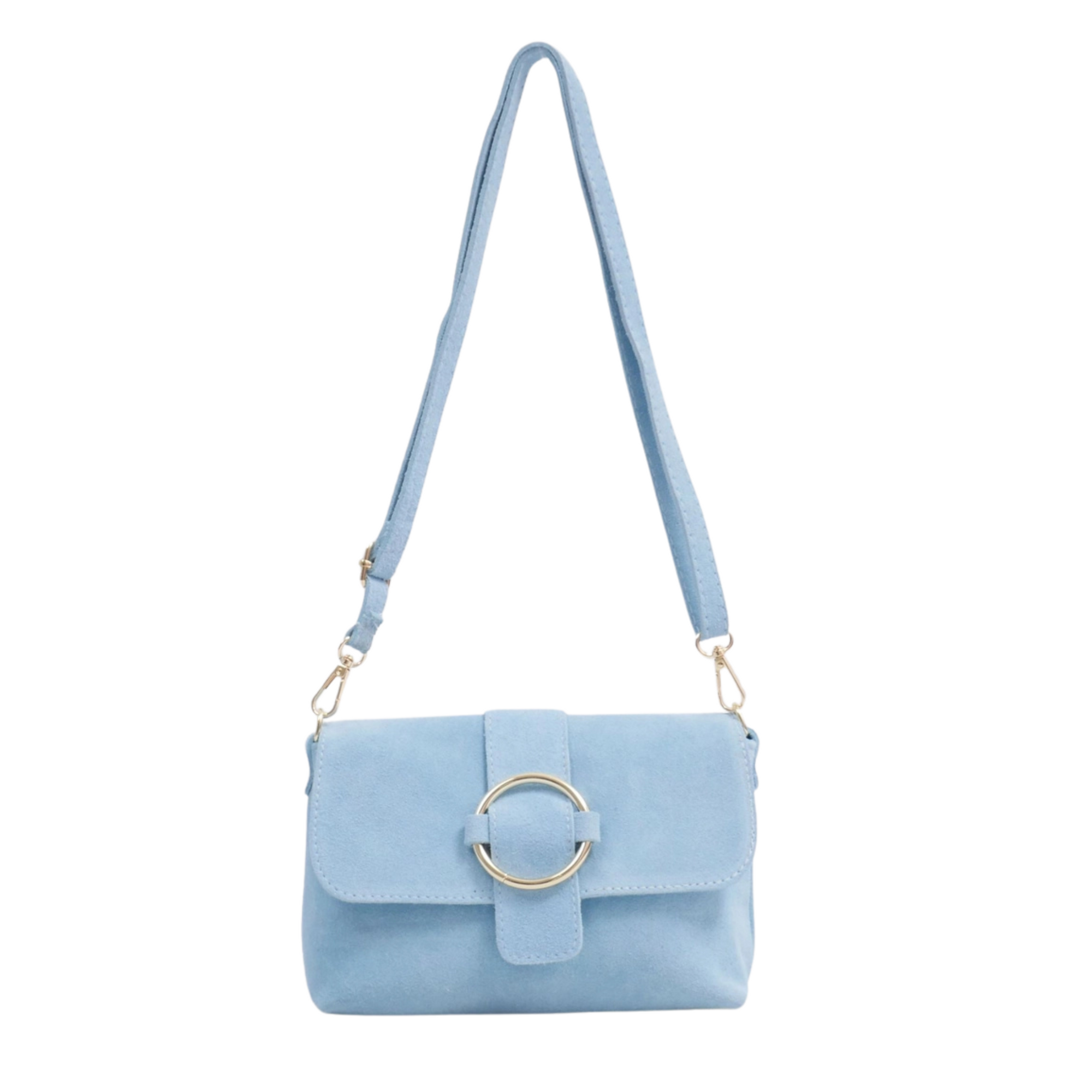 Suede Shoulder Sachel - Sky Blue