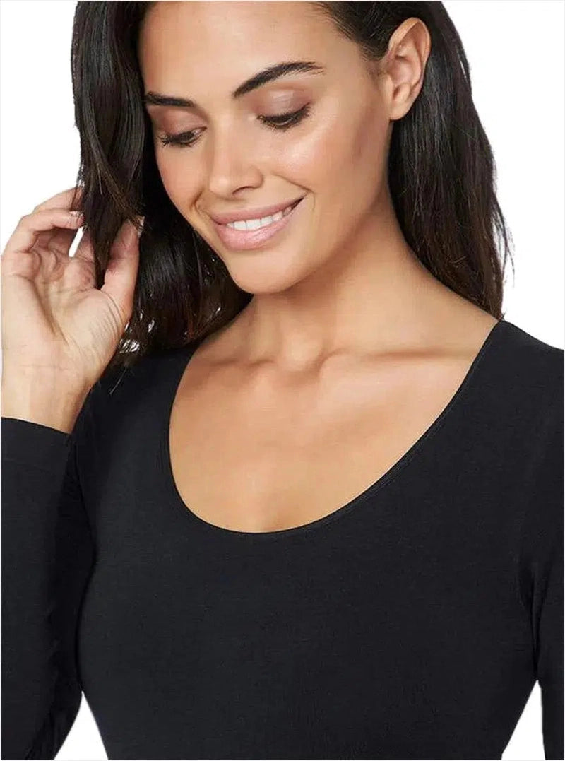Long Sleeve Bodysuit by Boody in Black