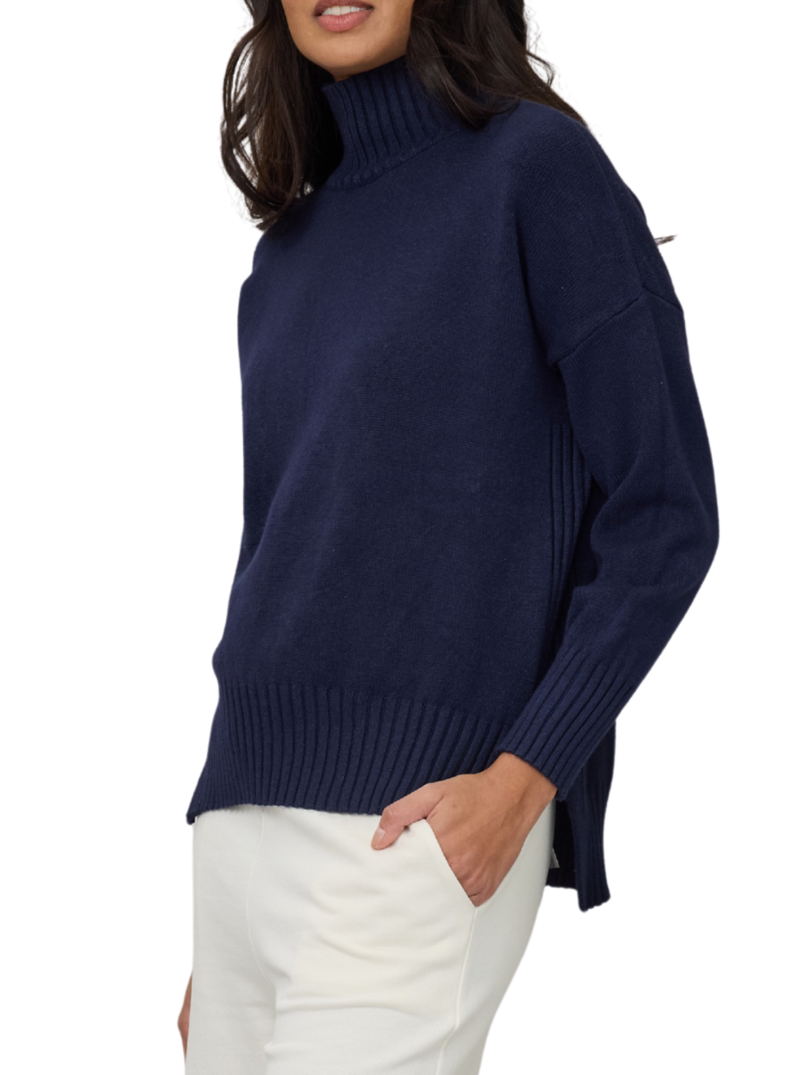 Patty Essential Viscose Mock Knit - Midnight Navy