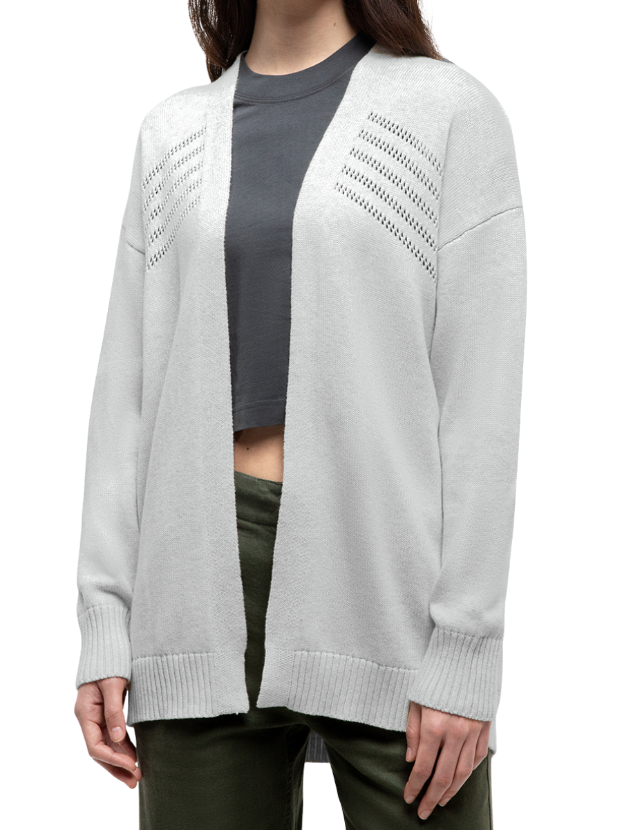 Prairies Pointelle Cardi - Light Grey