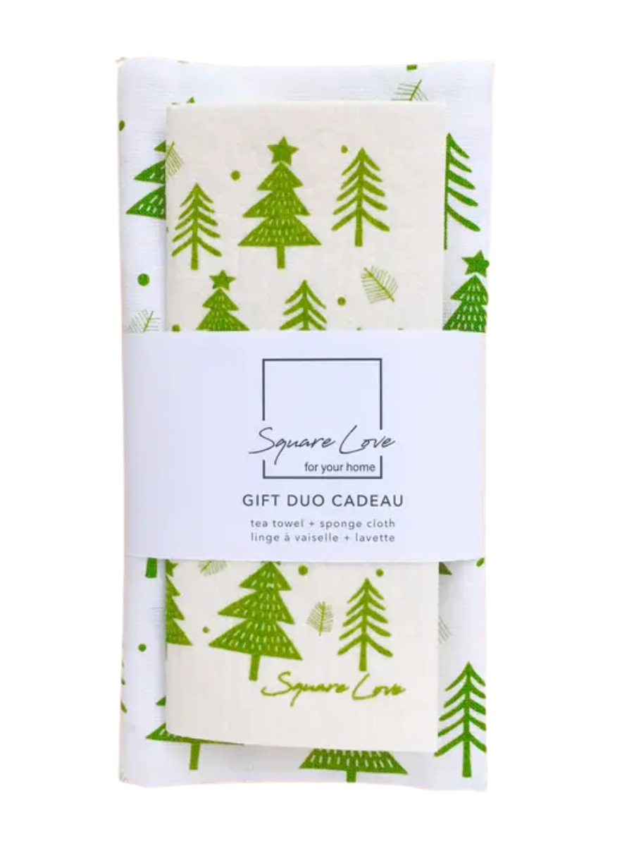 Eco Tea Towel & Sponge Cloth Gift Duo - Holiday