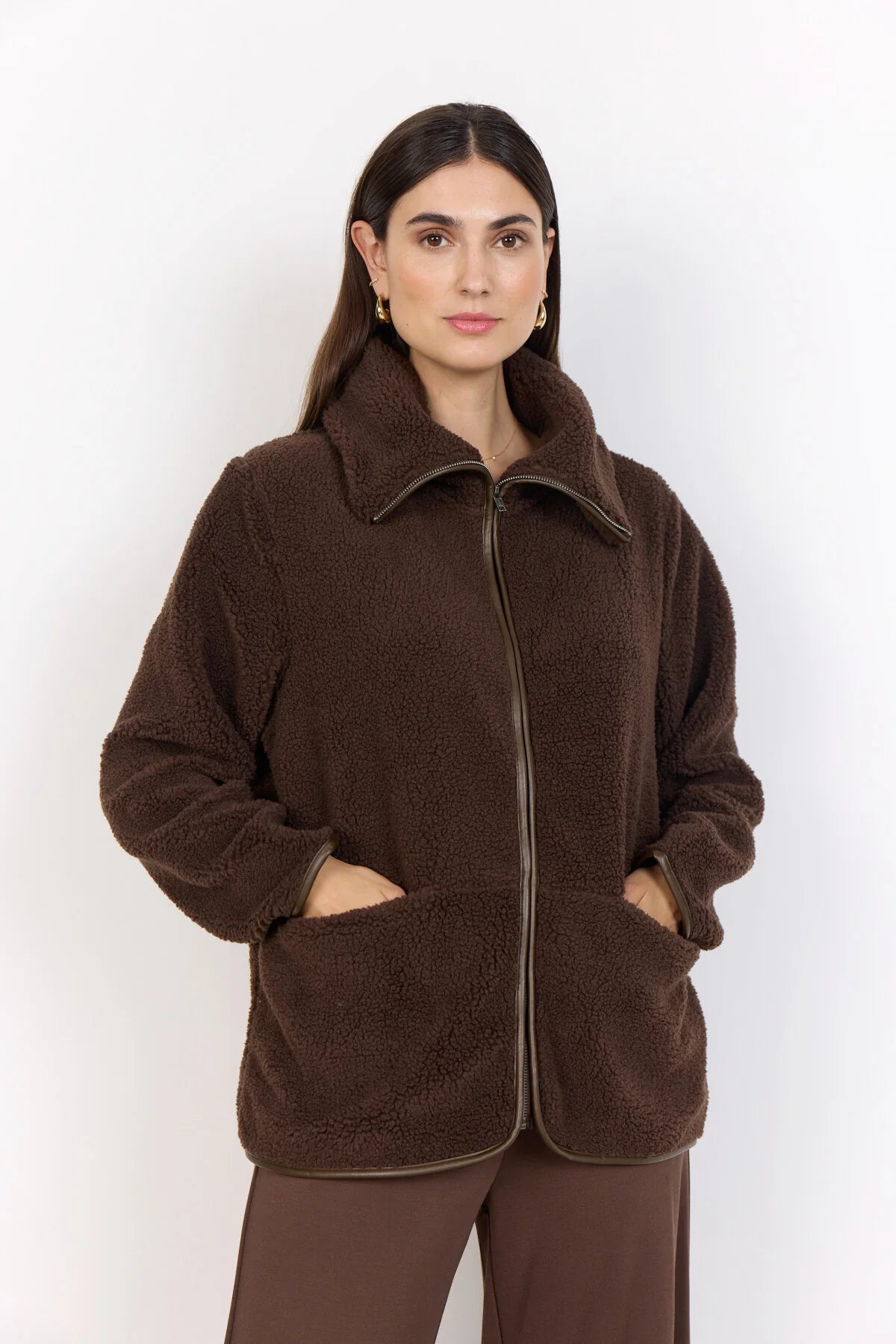 Onyx Teddy Zip-Up Jacket - Chocolate Brown