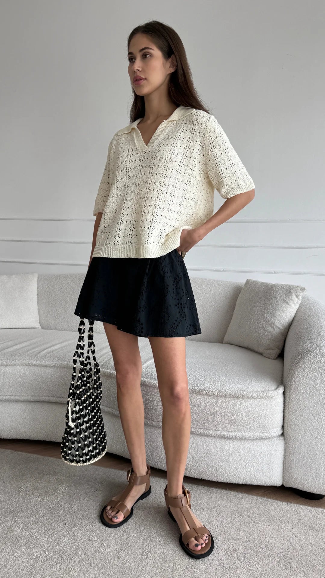 Laina Broderie Short - Black