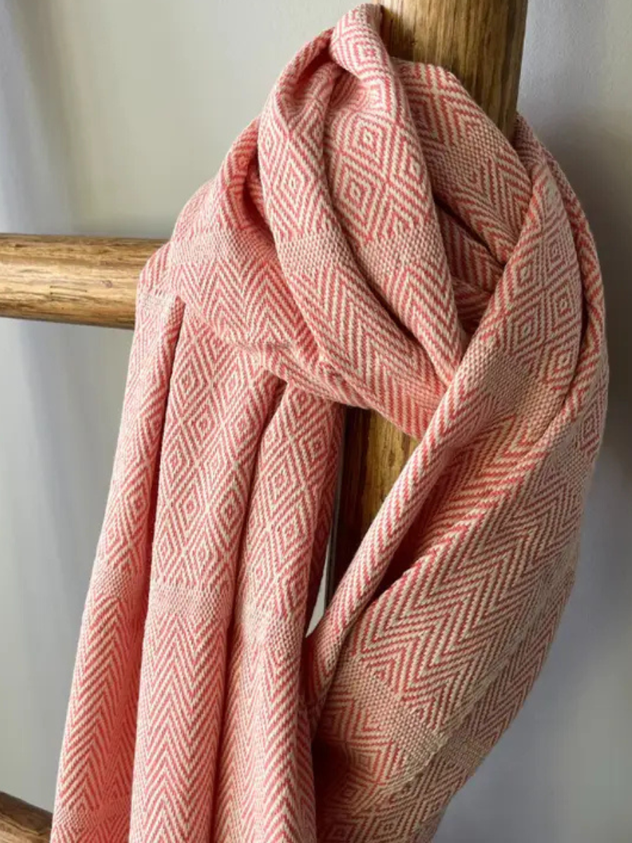 Handwoven Muskoka Cotton Wrap- Soft Coral