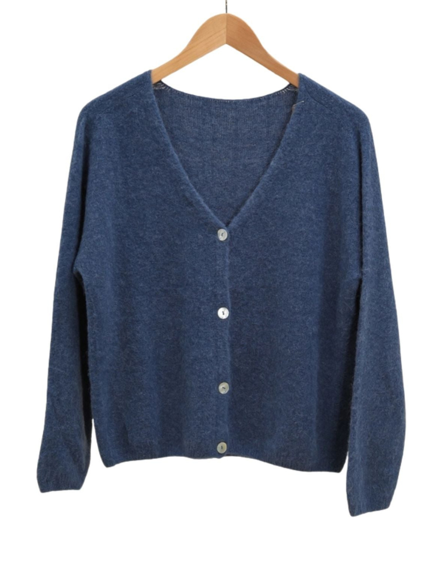 Alpaca Knit Cardigan- Blue Jeans