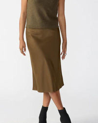 Everyday Midi Satin Skirt in Fatigue