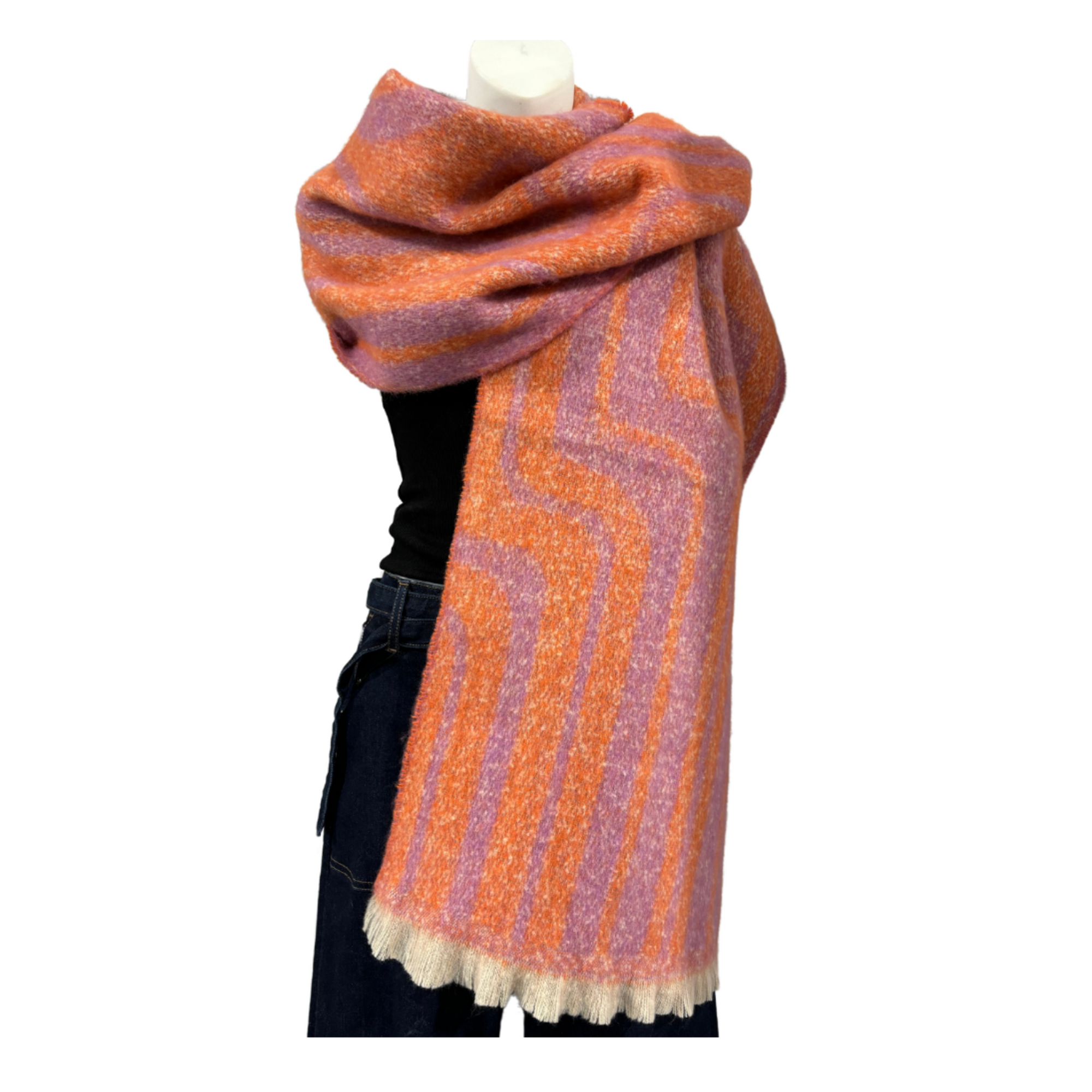 Luxurious Blanket Scarf in Pink/Orange