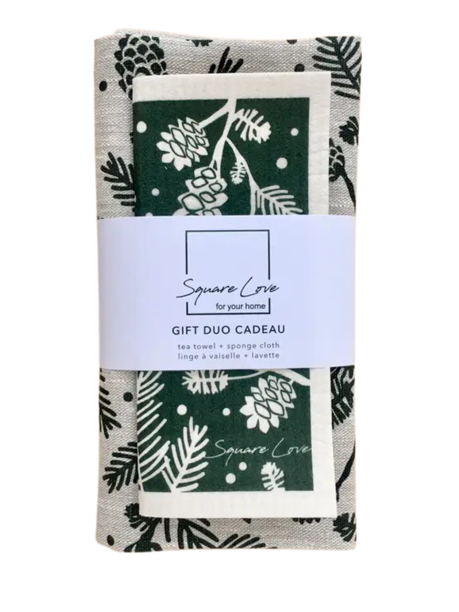 Eco Tea Towel & Sponge Cloth Gift Duo - Borealis