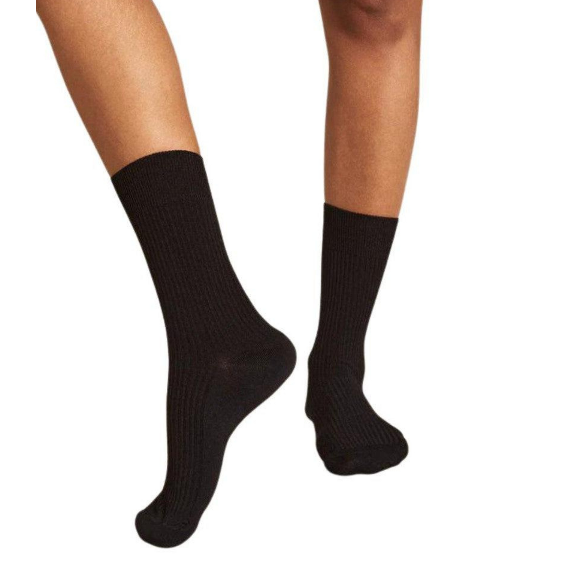 Ribbed Crew Boot Socks in Black