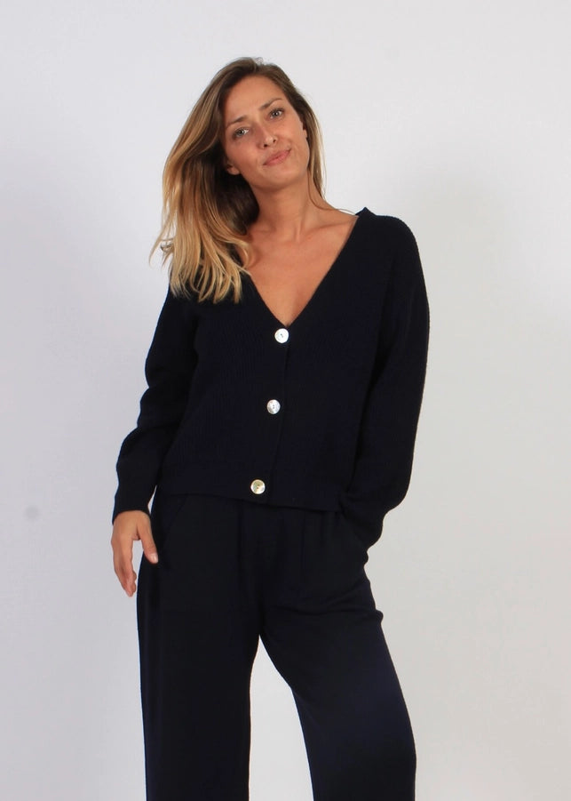 Viscose Button Cardi - Black