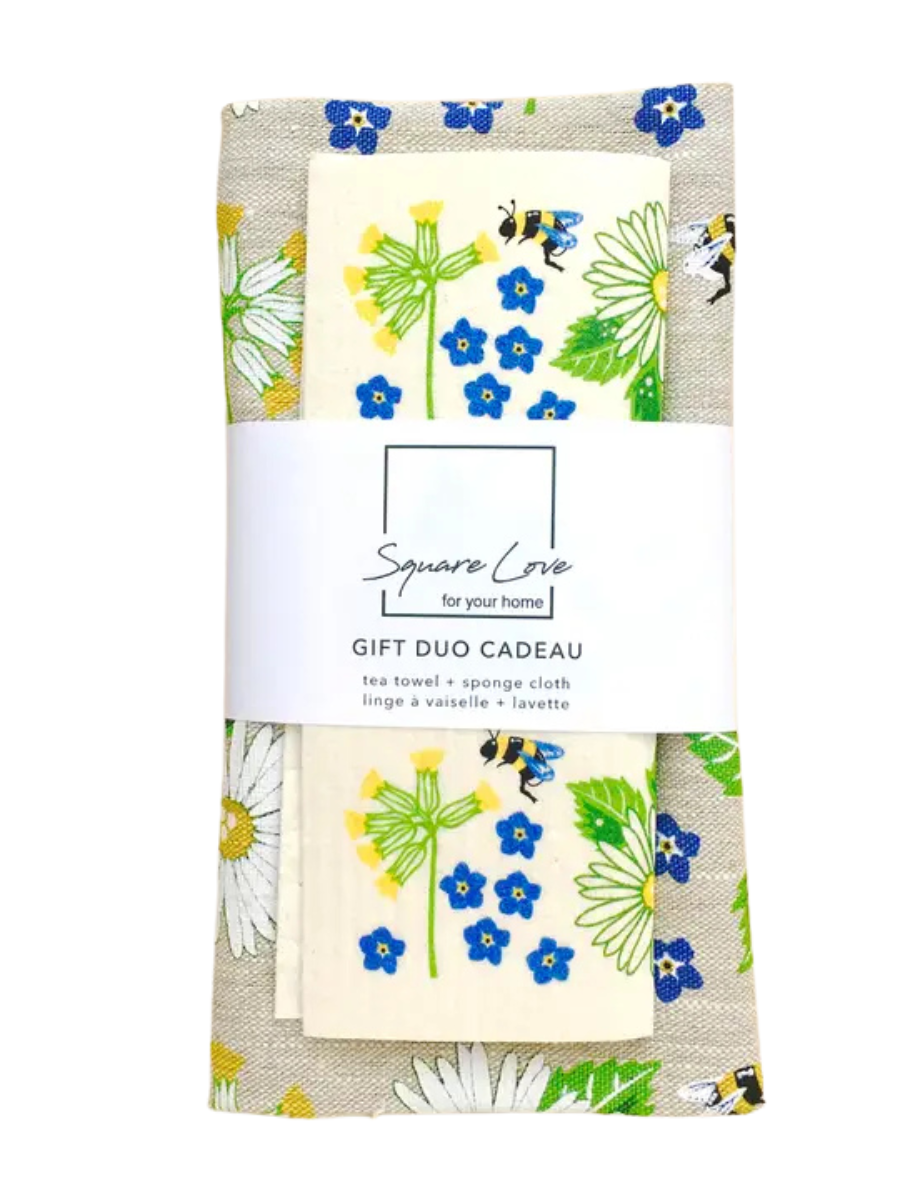 Eco Tea Towel & Sponge Cloth Gift Duo - Bloom