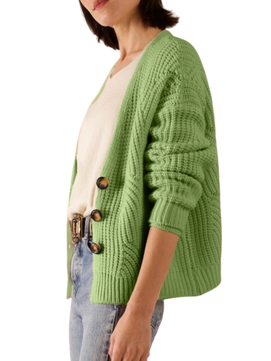 Lori Chunky knit Cardigan- Green Apple