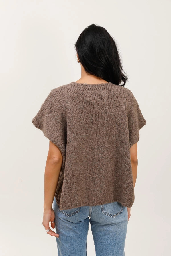 Sleeveless Knit Vest - Chocolate