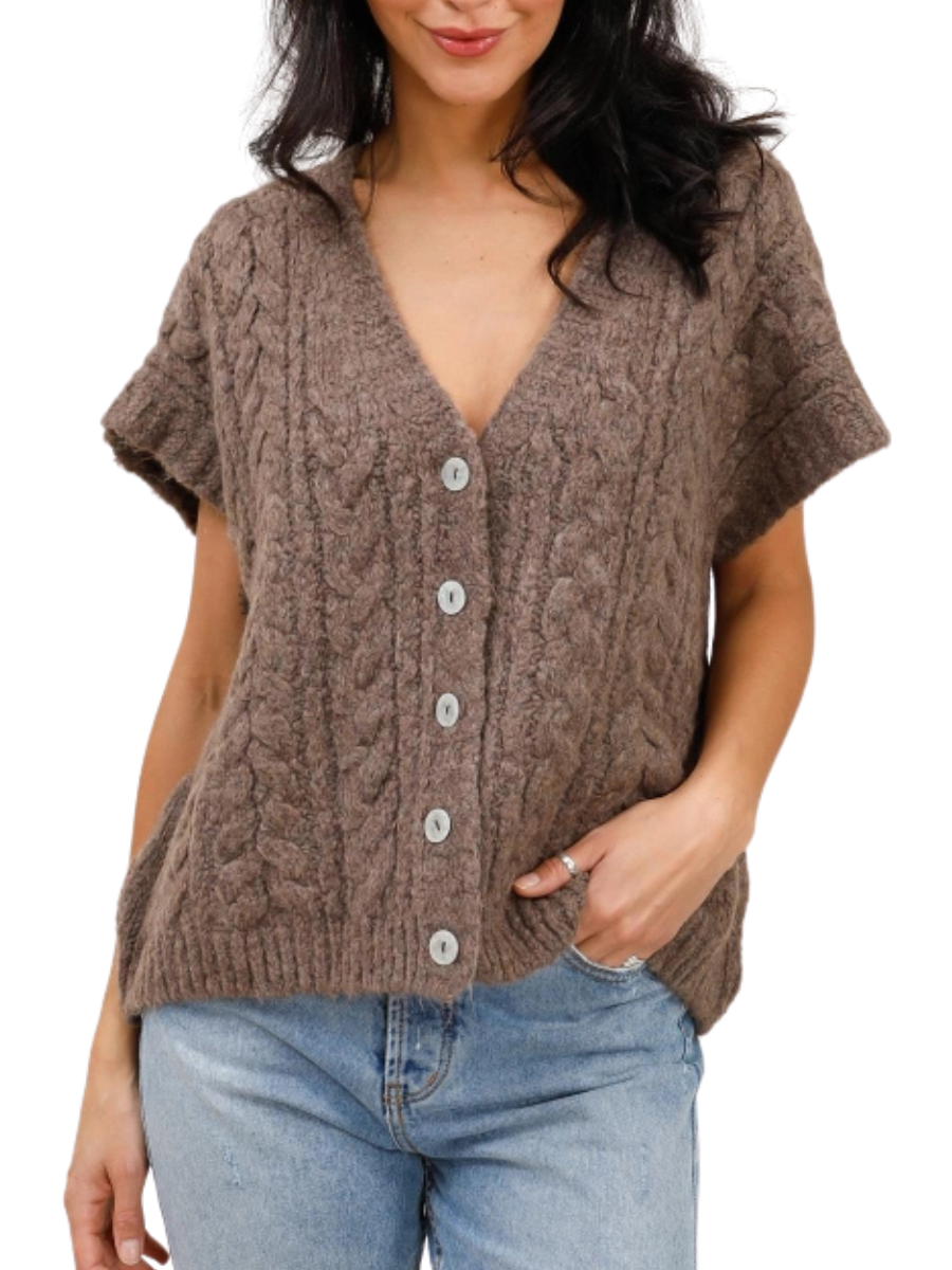 Sleeveless Knit Vest - Chocolate
