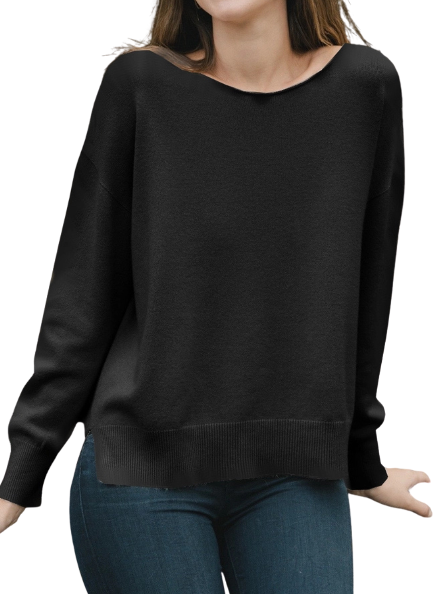 Angela Viscose Crew - Black