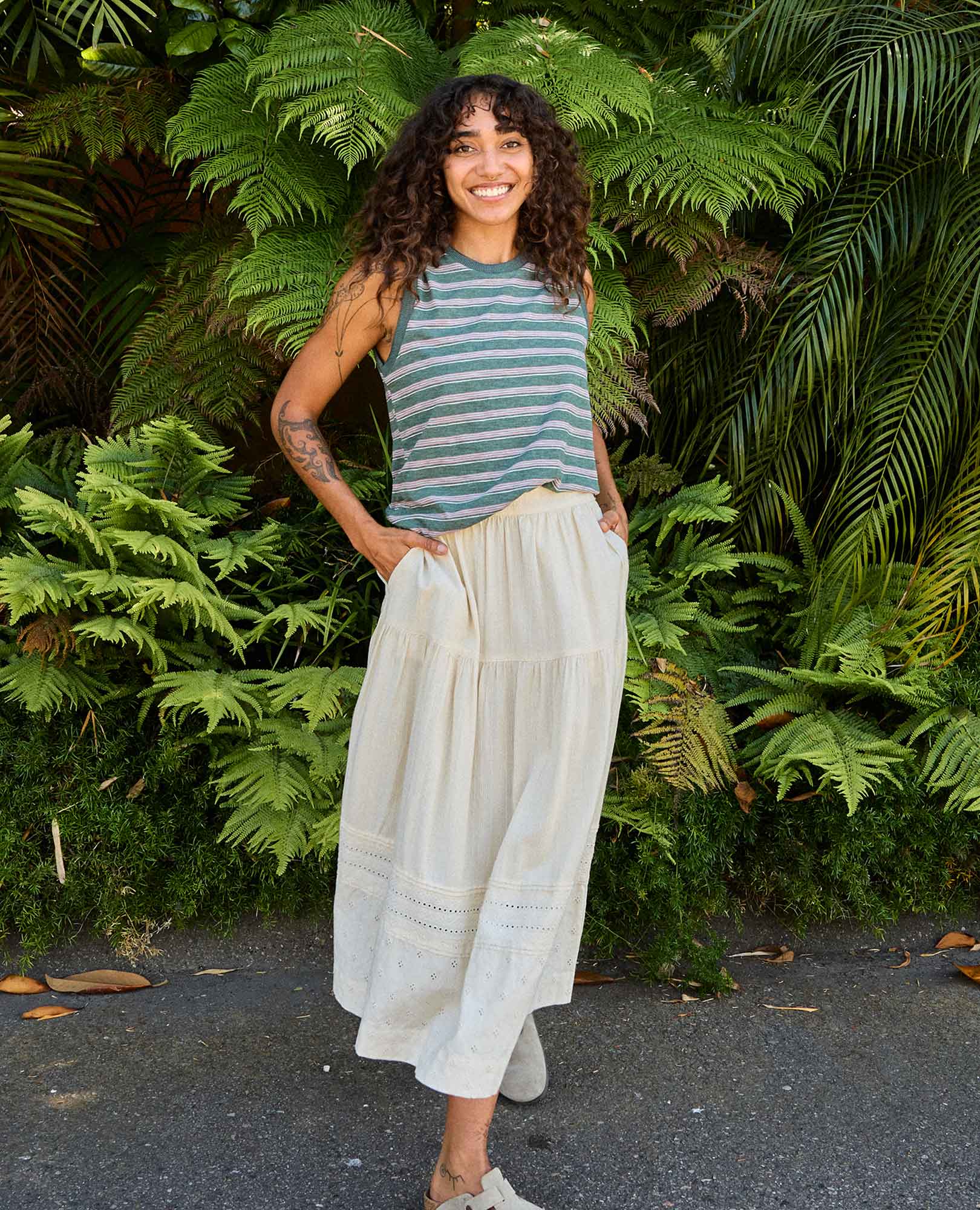 Airscape Midi Skirt - Salt Dobby