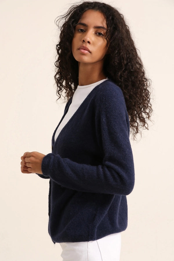 Alpaca Cardigan - Rich Navy