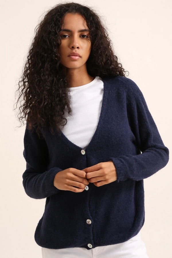 Alpaca Cardigan - Rich Navy