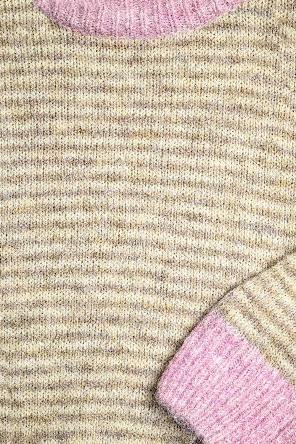 Amara Contrast Sweater - Pink/Cream