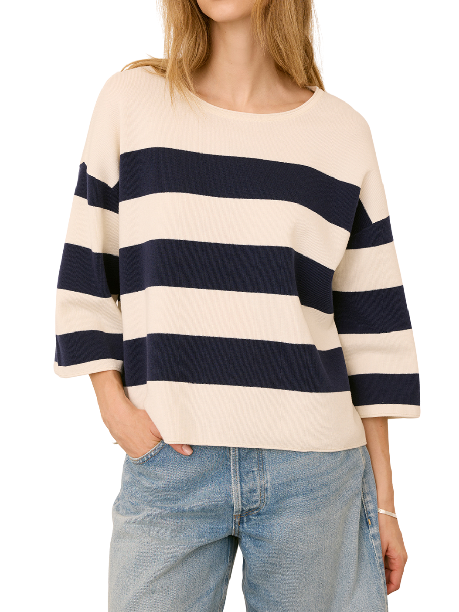 Amina Knit Top - Navy Stripe