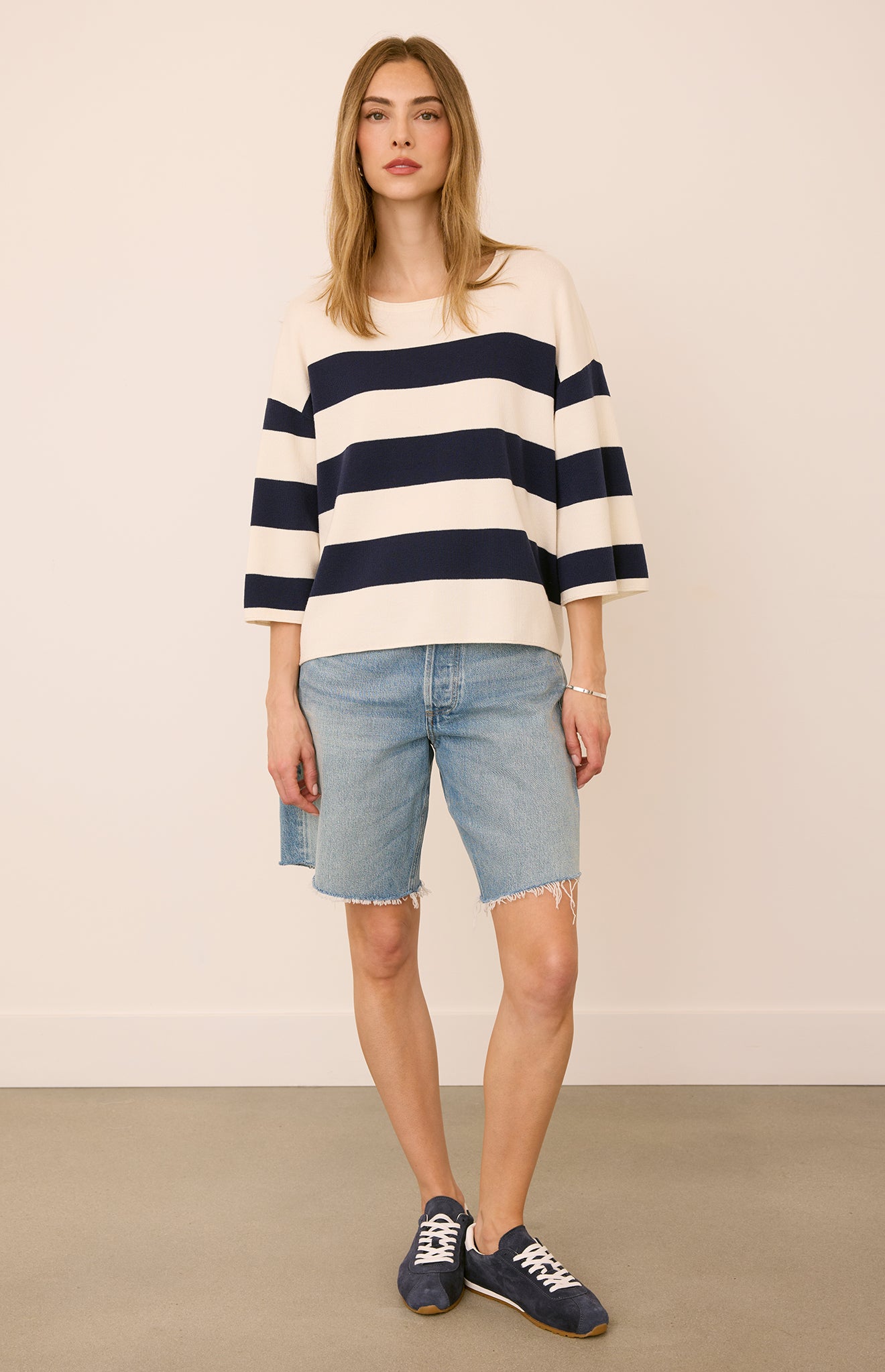 Amina Knit Top - Navy Stripe