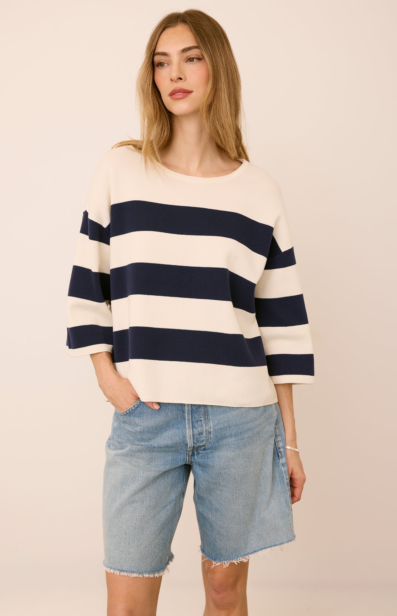 Amina Knit Top - Navy Stripe