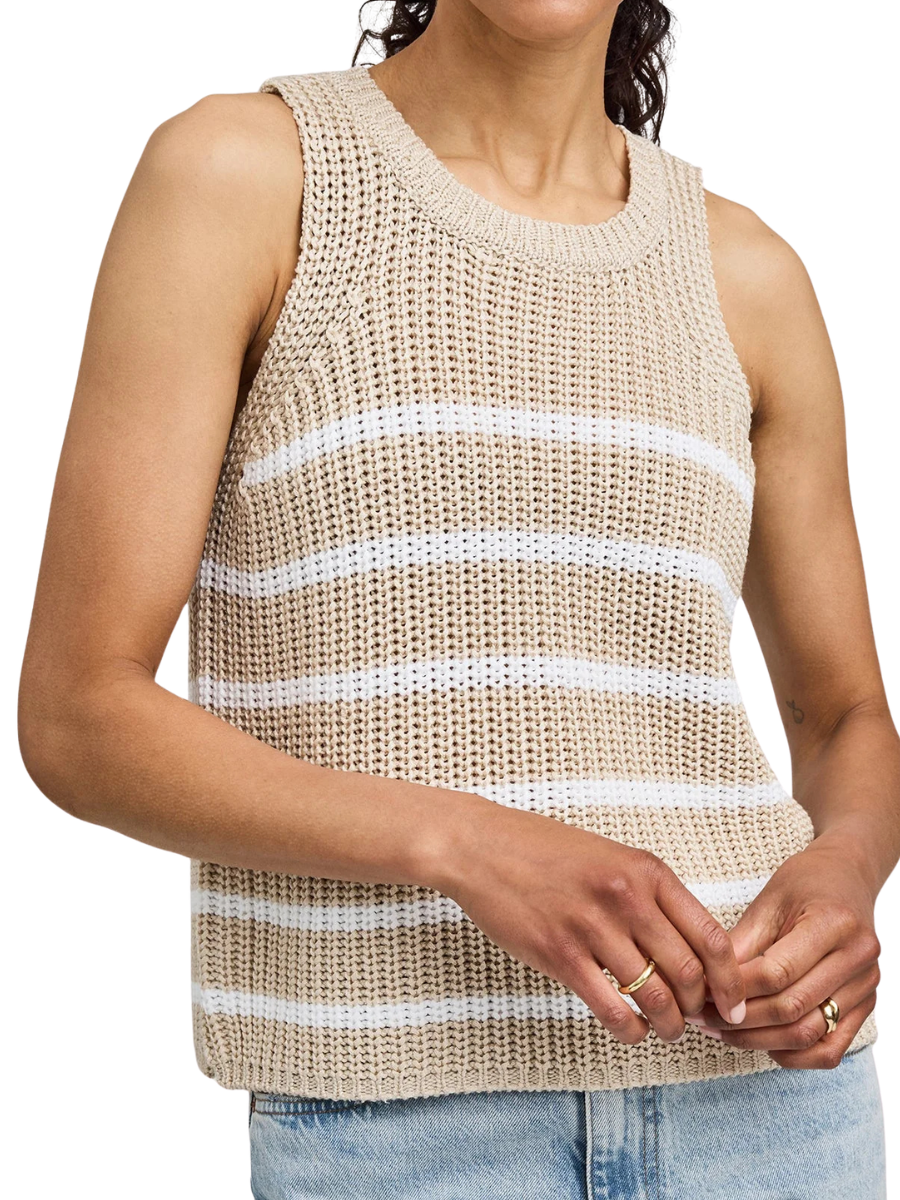 Andrea Knit Tank - White Stripe