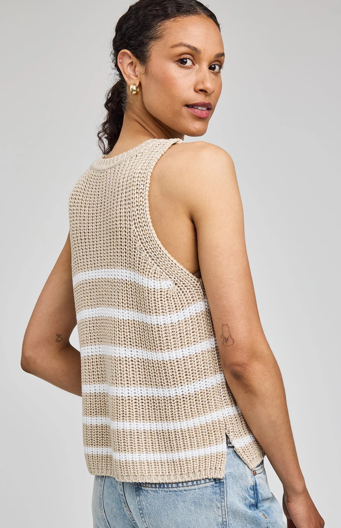 Andrea Knit Tank - White Stripe