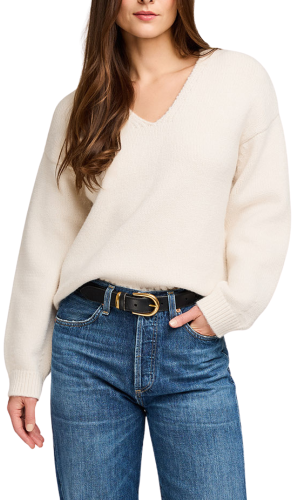 Angelica V-Neck Sweater - Alabaster