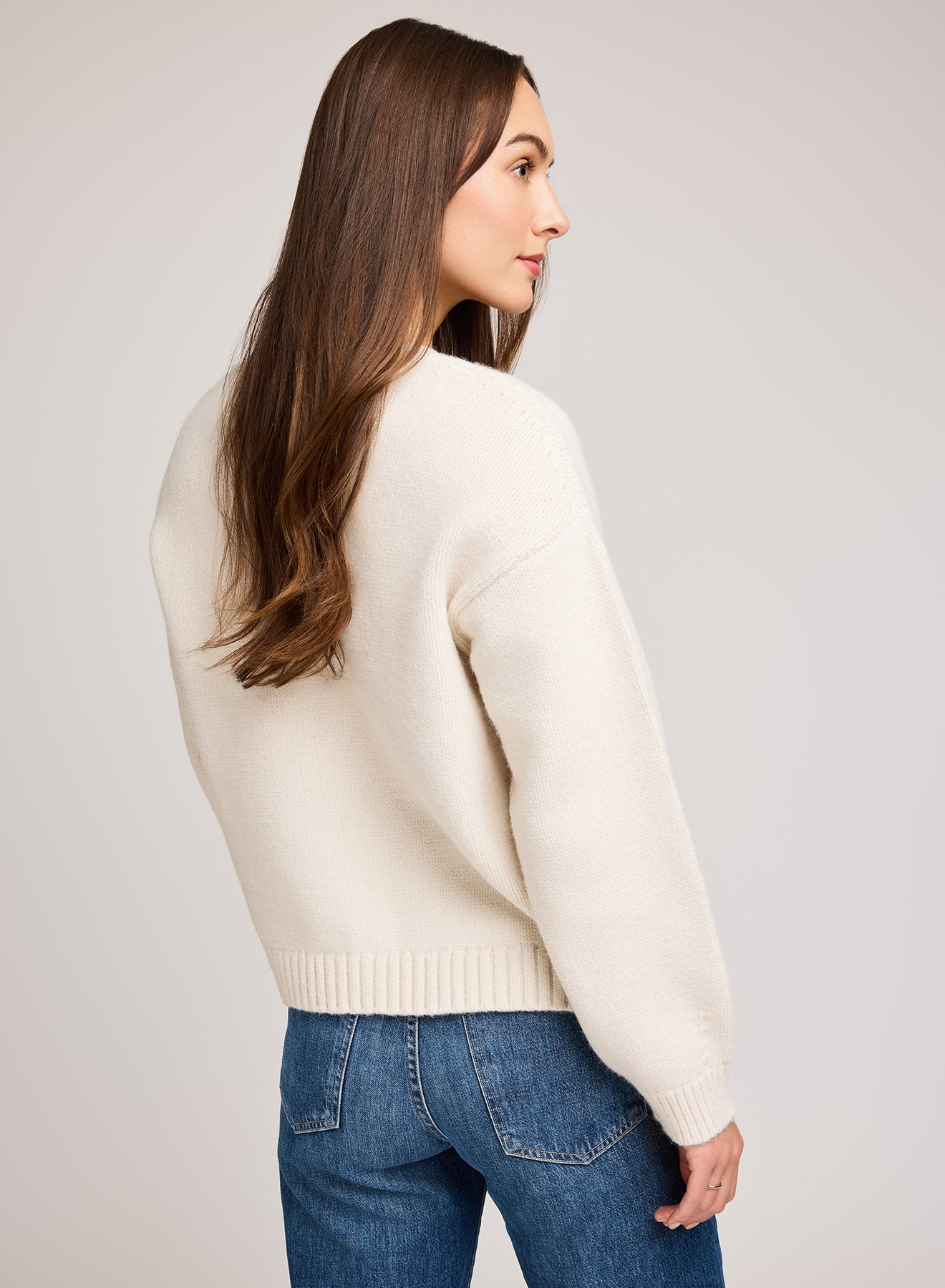Angelica V-Neck Sweater - Alabaster