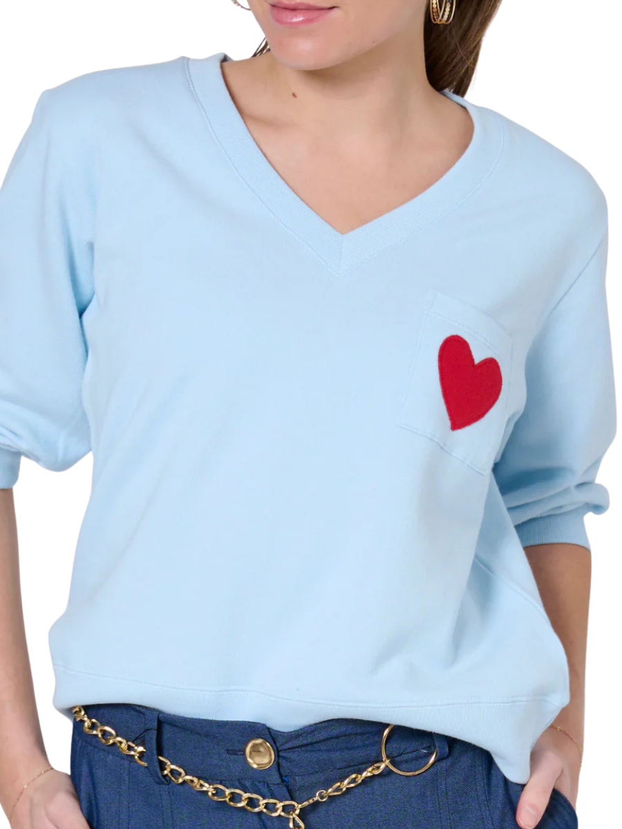 Anja V-Neck Pullover - Light Blue