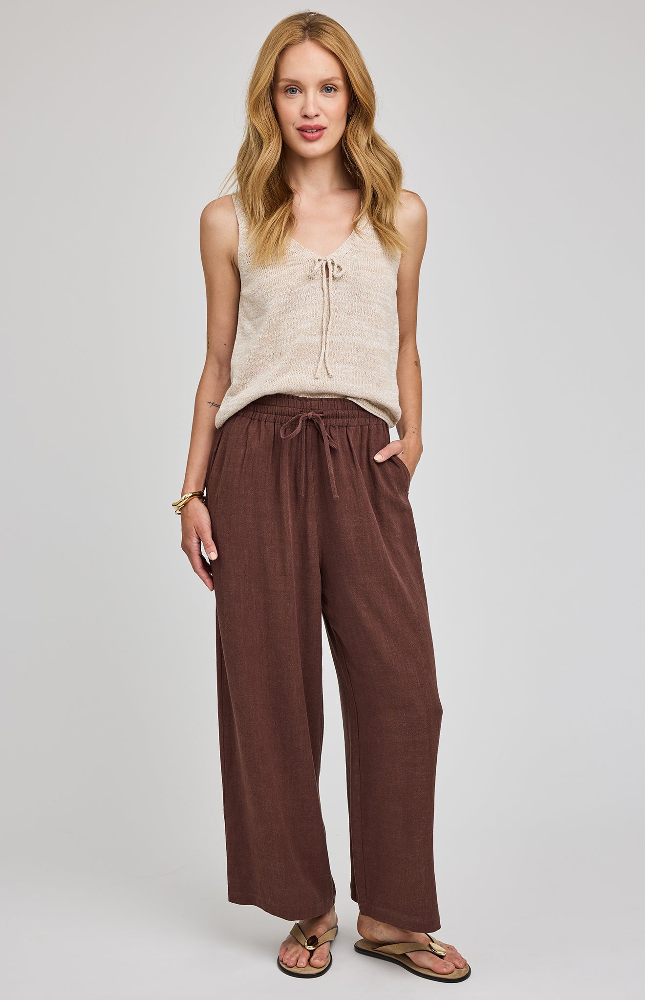Arlo Linen Blend Pant - Espresso