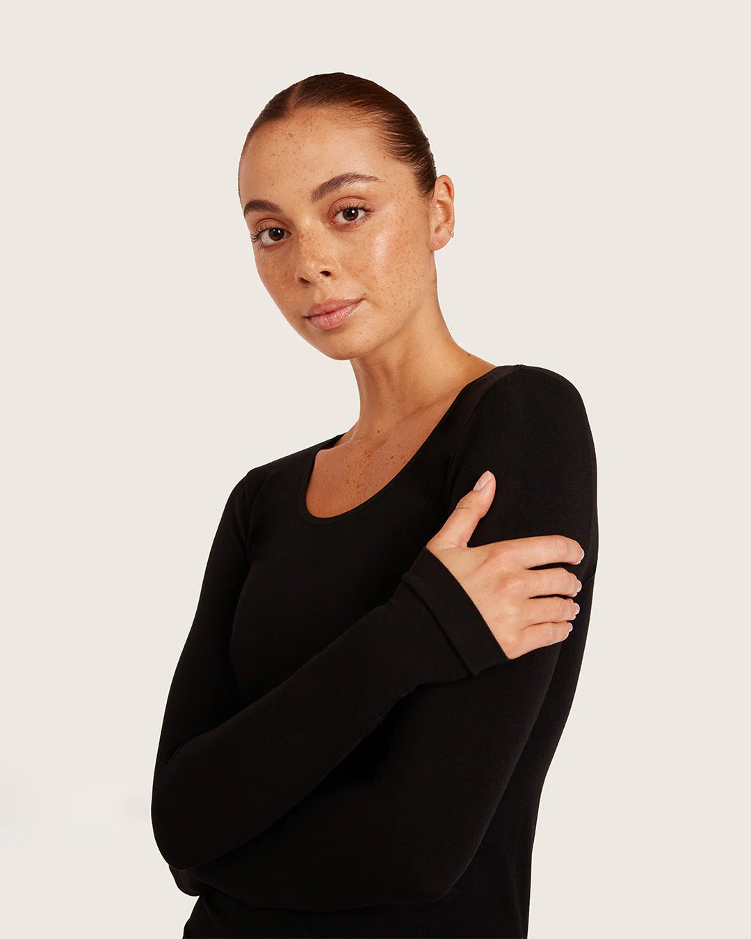 Long Sleeve Base Layer Top- Black