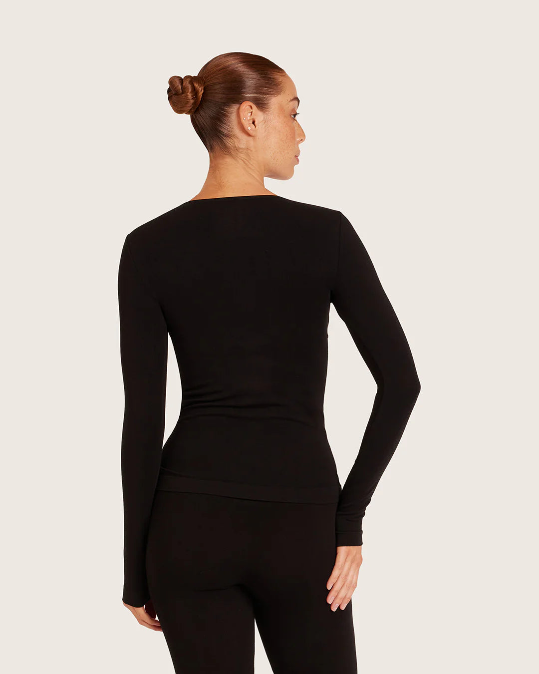 Long Sleeve Base Layer Top- Black
