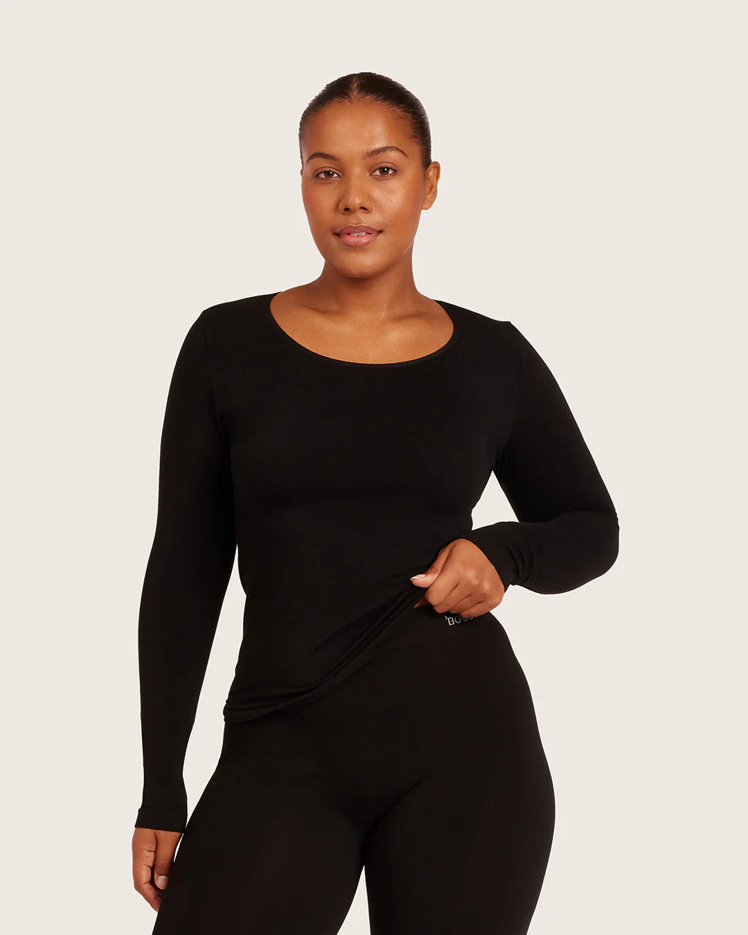 Long Sleeve Base Layer Top- Black